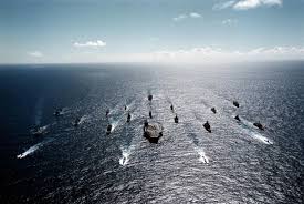Navy fleet sailing