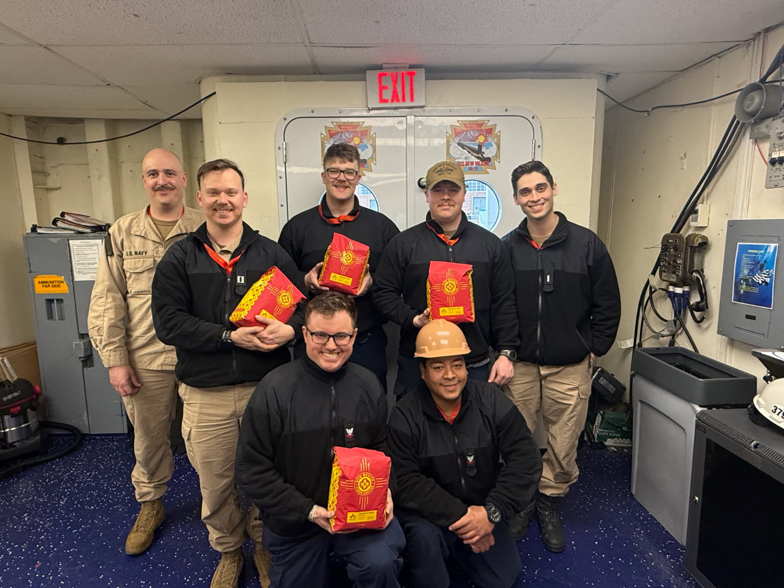 Pinon coffee received at USS New Mexico